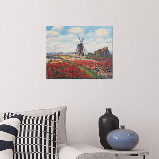 Tulip fields with a windmill