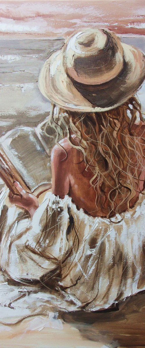 " GOOD STORY ON BEACH WITH BOOK " by Monika Luniak