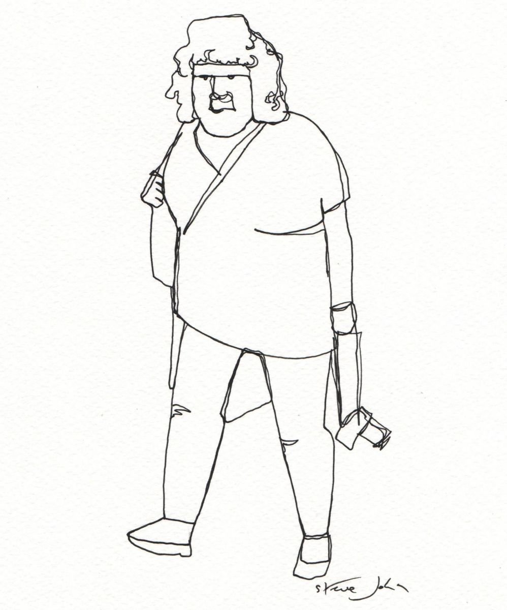 ’The Weary Tourist’ Continuous Line Dawing. by Steve John
