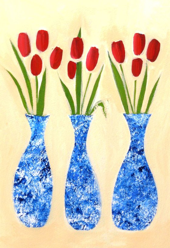 Three Blue Vases