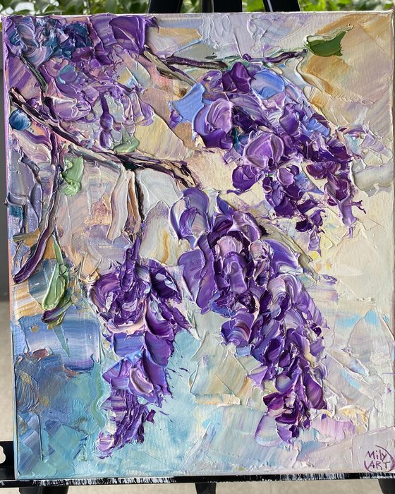 Wisteria Floral Oil Painting