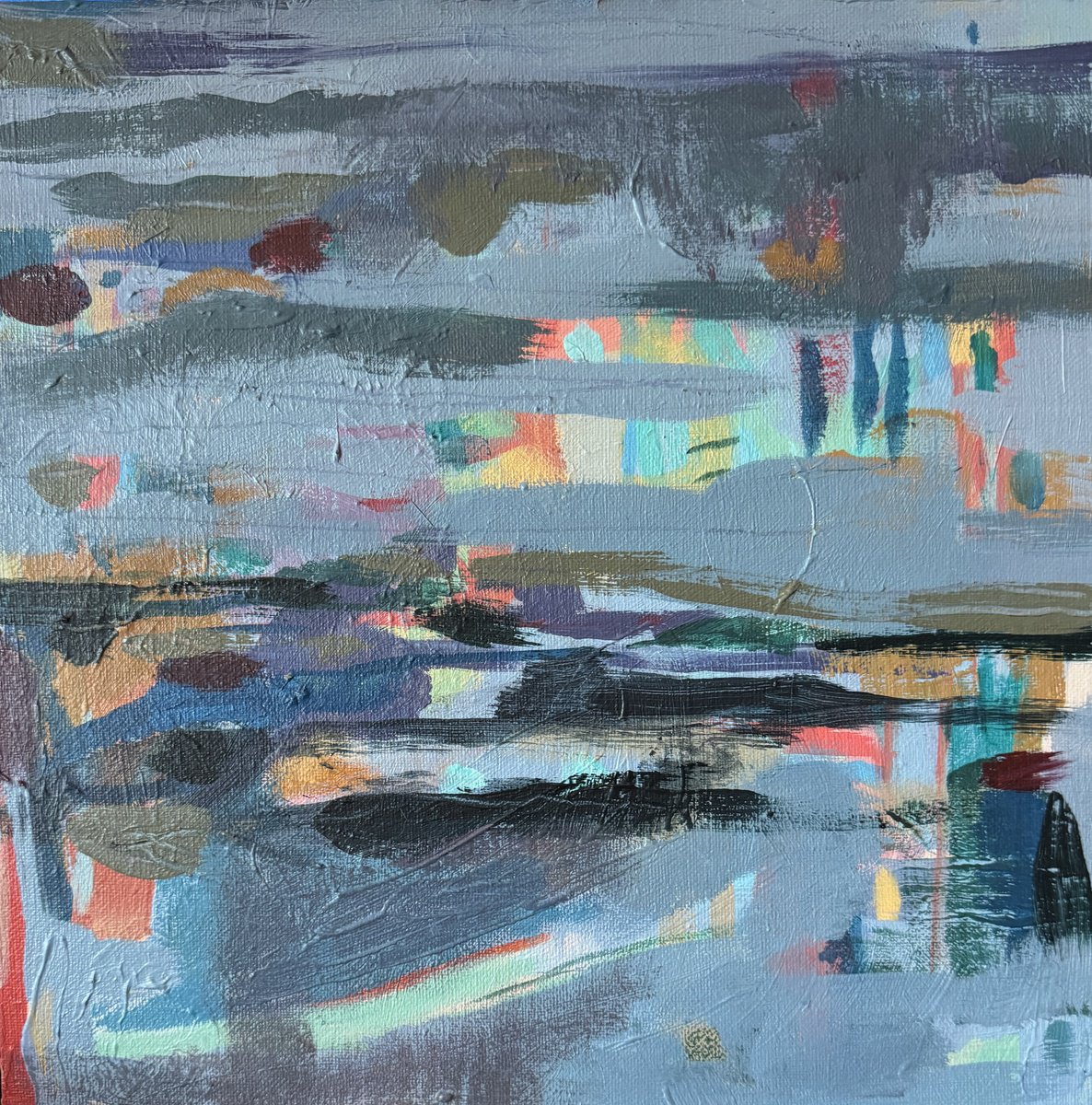 Organic Abstract Acrylic Painting By Hanna Bell, 12 X 12, Small Expansiveness 5, Original Artwork