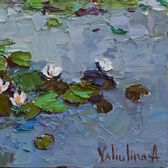 Water Lilies - Impasto Original Oil painting