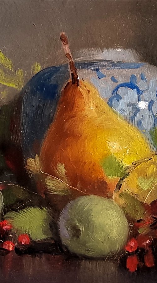 Pear, Nuts and Red Berries by Pascal Giroud