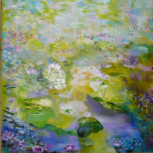 Purple Waterlilies by Lesley Blackburn