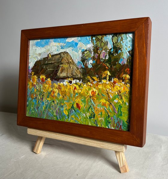 House and Sunflowers