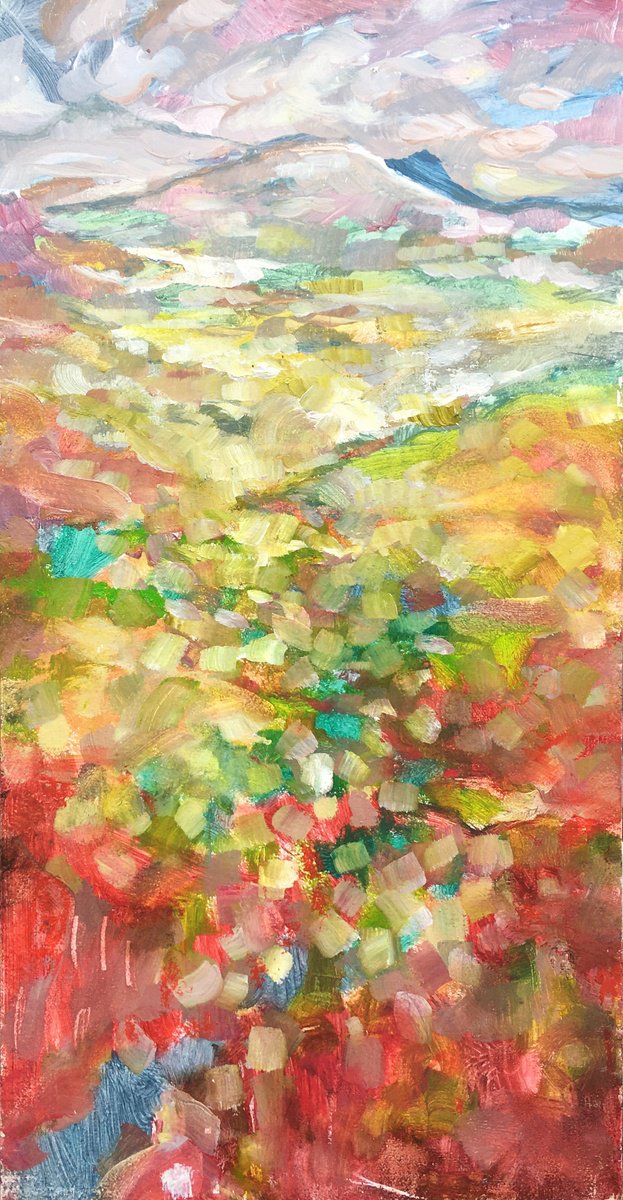 Impressionistic Landscape Oil Painting By Guy Pickford, 12 X 21, Summer Scents, Original Artwork