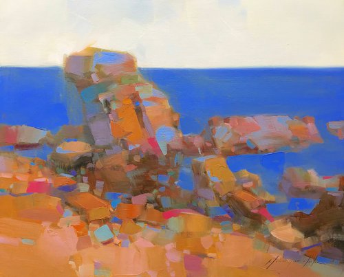Vibrant Cliffs, Original oil painting, Handmade artwork, One of a kind by Vahe Yeremyan
