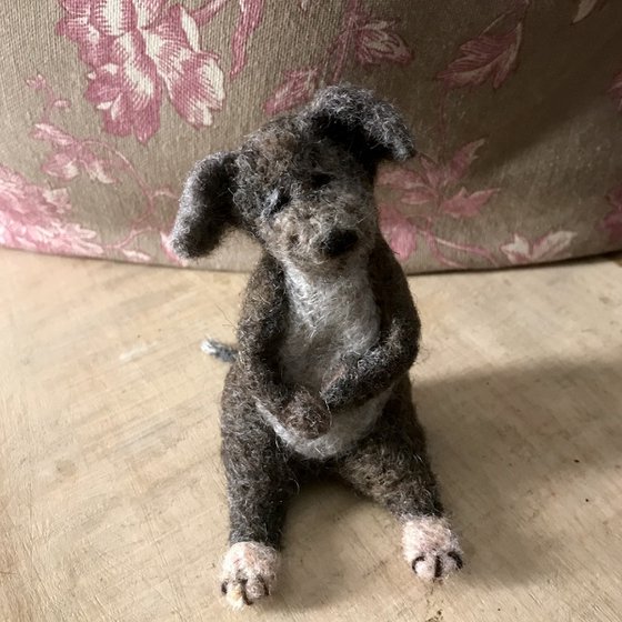 Wilmur, felted wool dog