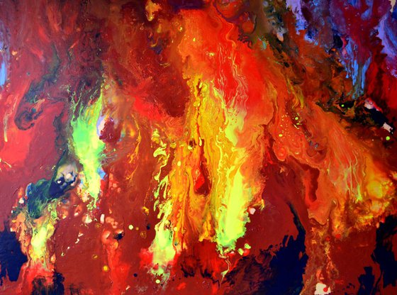 Burning Inside XXXL Huge Modern Abstract Big Painting, FREE SHIPPING for Europe - Large Painting - Ready to Hang, Hotel and Restaurant Wall Decoration, Fire Energy