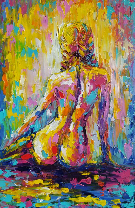 Сalmness - nude, erotic, body, woman, woman body, oil painting, a gift for him, gift for man, nu