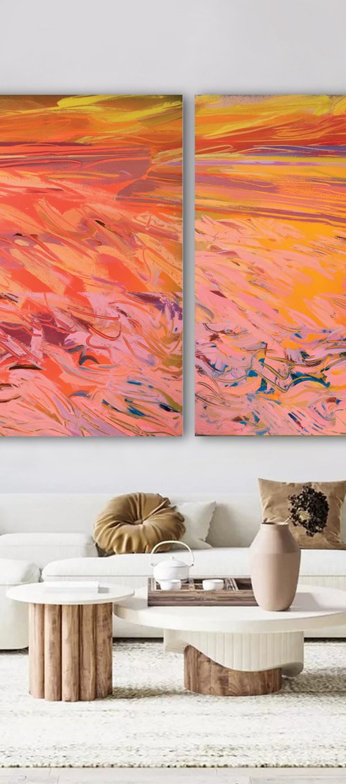 Pink Sea Breeze / Diptych by Mila Weis