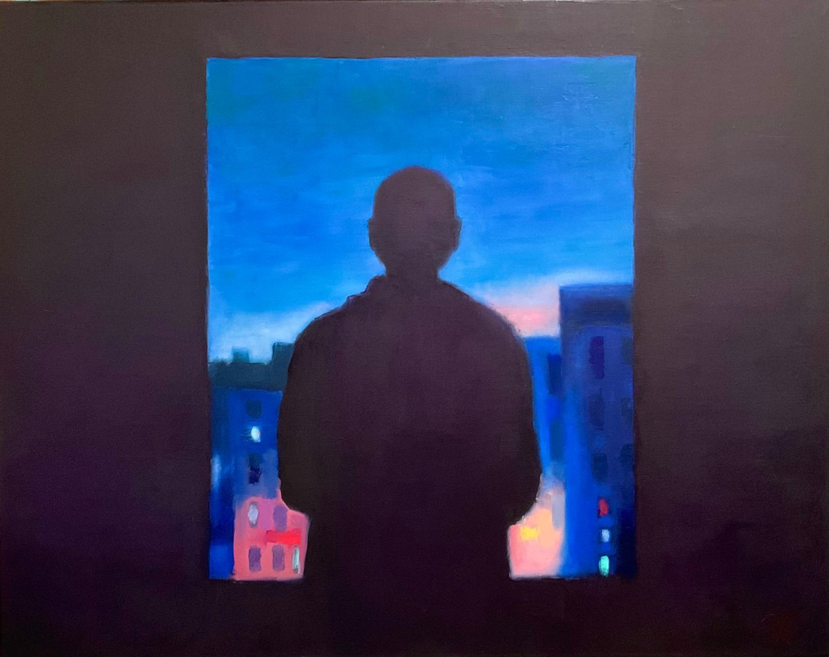 Abstract Portrait Oil Painting By Vera Klimova, 36 X 29", One Autumn Long Night, Original Artwork