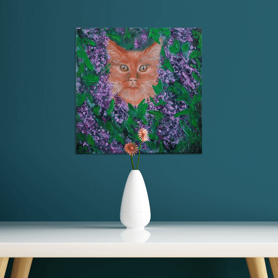 Red in wild lilac / Original Painting