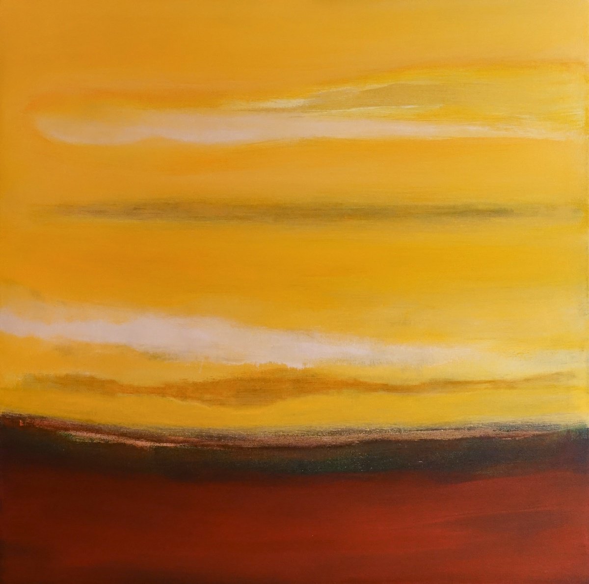 Abstract Acrylic Painting By Pier Maurizio Greco, 31 X 31", Giallo Indiano, Original Artwork