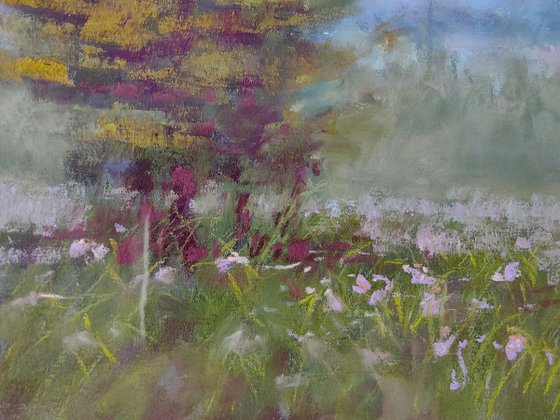 Flower Meadow 2 (2018) Original pastel painting | Hand-painted Art Small Artist | Mediterranean Europe Impressionistic
