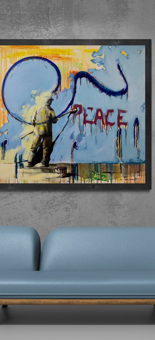 Big bright painting - "PEACE" - Pop art - Urban - Expressionism - 2022 by Yaroslav Yasenev