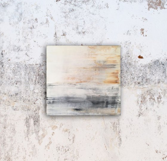 "Whisper" - Original PMS Abstract Acrylic Painting On Reclaimed Wood - 14" x 13.5"