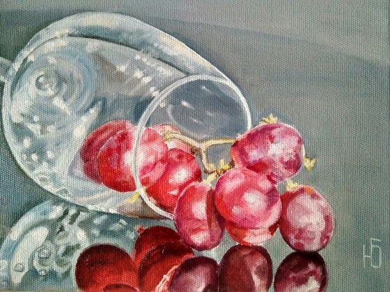 Grapes and Glass Painting Fruit Still Life Wall Art