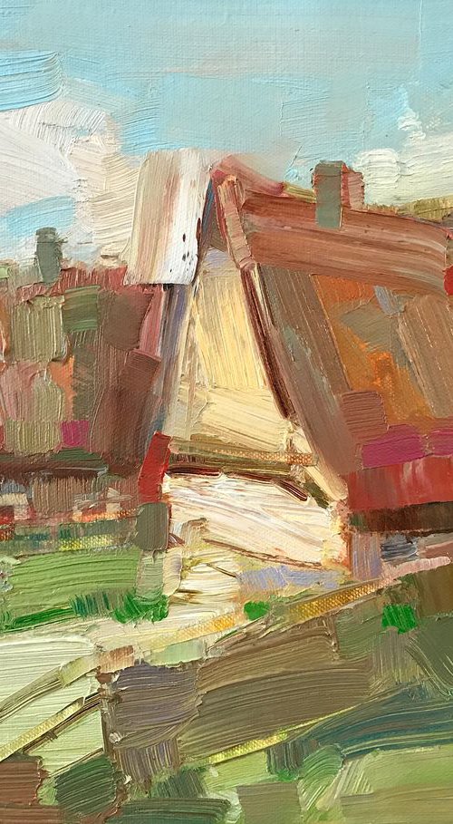 Village, Handmade oil painting One of a kind by Vahe Yeremyan