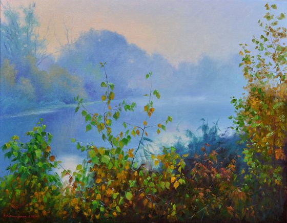 Autumn fog over the river