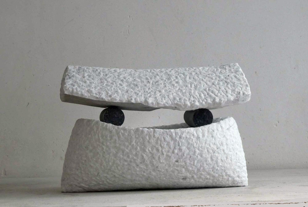 Organic Abstract Stone Sculpture By Fieke De Roij, 16 X 11, Bright White Journey, Original Artwork