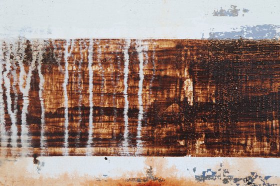 BROKEN TEXTURE - 60 X 60 CMS - ABSTRACT PAINTING TEXTURED * OFF-WHITE *  BROWN