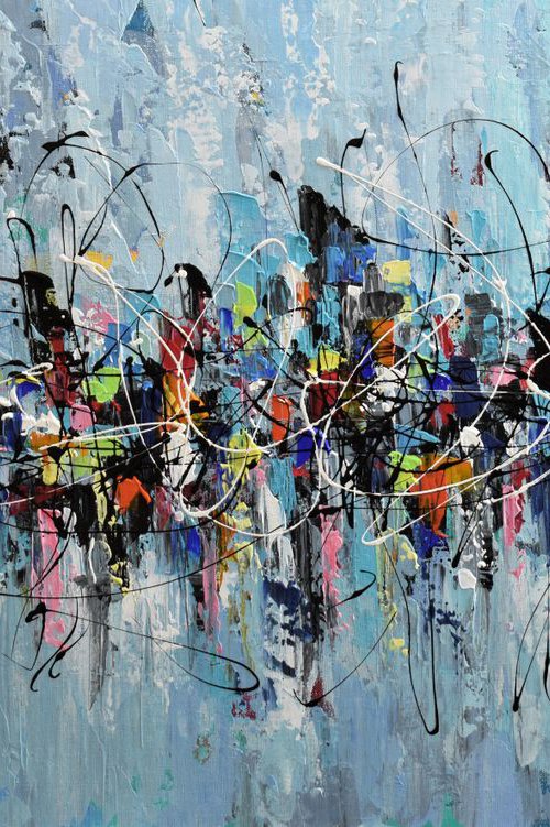 Colorful City lights - Abstract Acrylic Painting by Olga Tkachyk