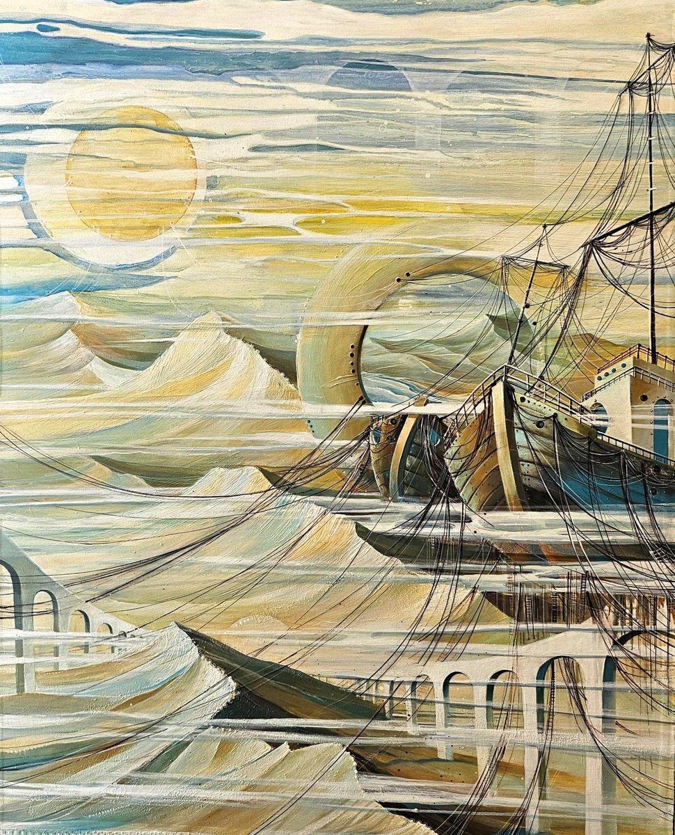 Surrealistic Landscape Painting By Olena Kosenko, 31 X 39", Fields Of Hope, Original Artwork