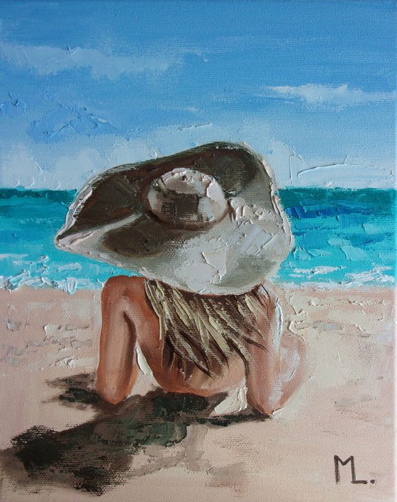 " SUMMER ... " original painting SEA spring palette knife GIFT