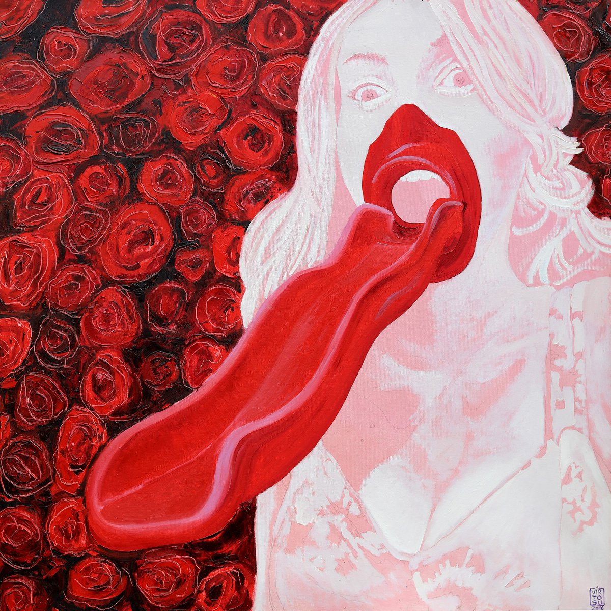 Urban And Pop Portrait Oil Painting By Dominic Virtosu, 35 X 35, Where It All Comes From, Original Artwork