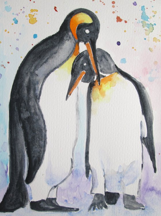 Loving Emperor Penguin Couple