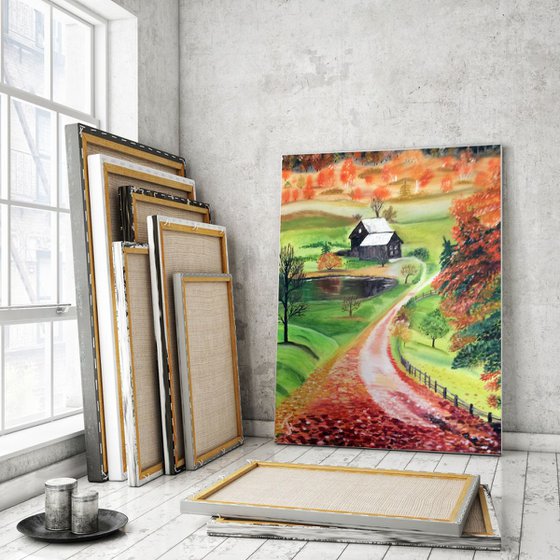 Original Oil Painting Home Decor Autumn