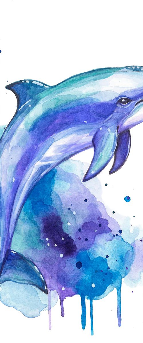 Colourful Dolphin Painting by Sandy Broenimann