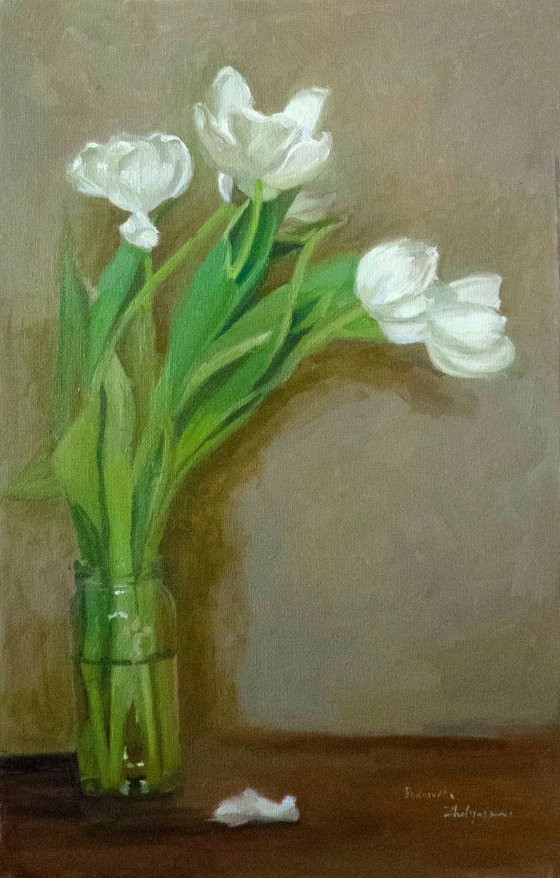 Five White Tulips