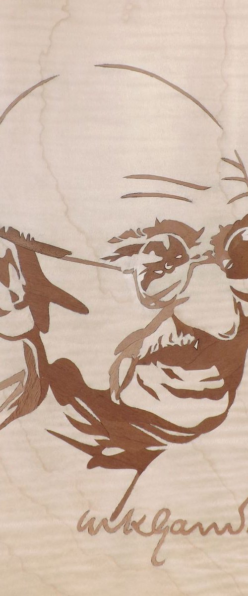 Mahatma Gandhi (marquetry work) by Dušan Rakić