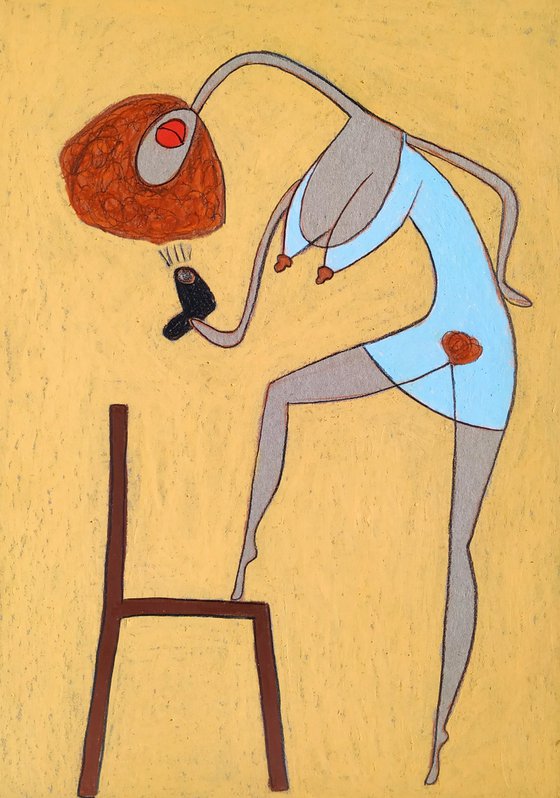 Lady with hairdryer