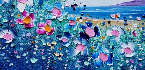 "Blue Beach & Meadow Flowers in Love"