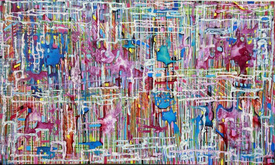 Archival Canvas print . limited edition of 10 Manhattan Entanglement - 150X90cm  ABSTRACT  PAINTING