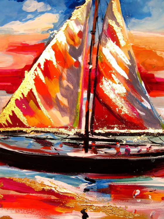 Sailboat with gold