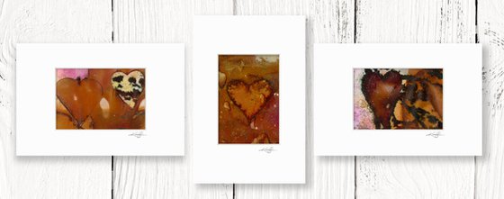 Heart Collection 16 - 3 Small Matted paintings by Kathy Morton Stanion