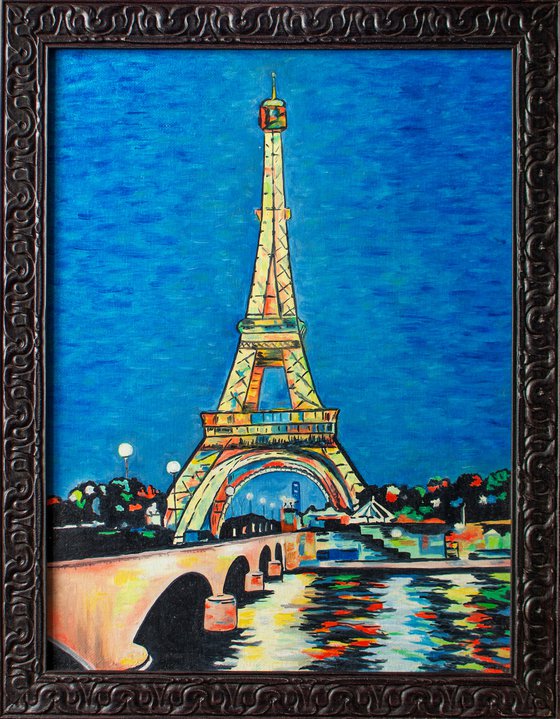 Mysterious Night Paris by Vera Melnyk - (Original oil painting, home decor, gift, wall art, art for sale, artfinder art)