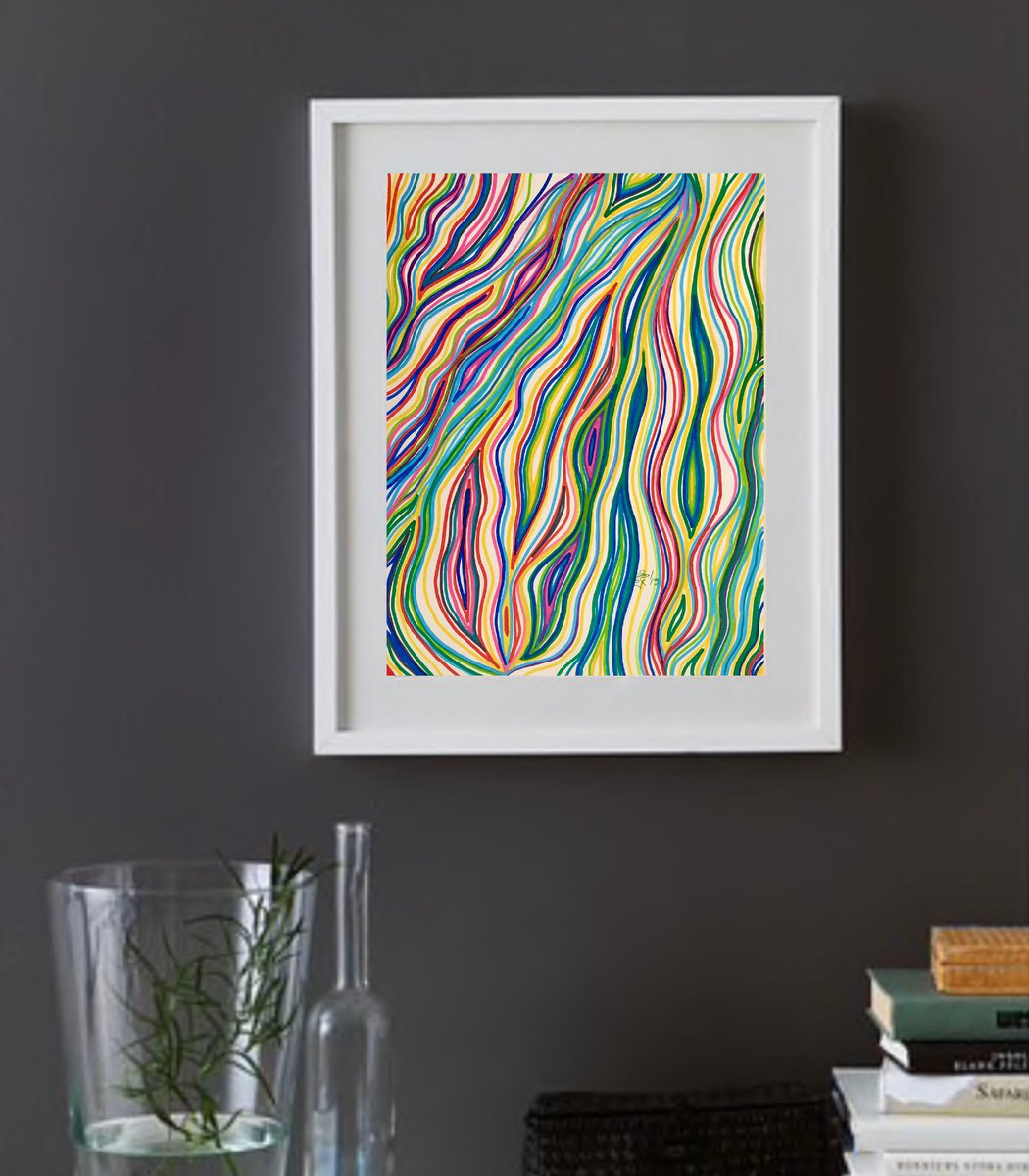 Debut 40- Abstract Optical Art - Colourful Waves by Elena Renaudiere