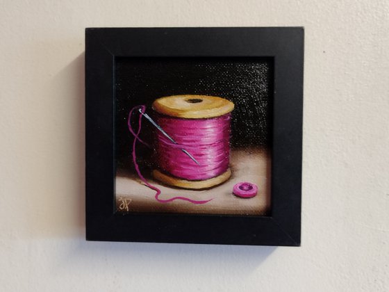 Little Pink cotton reel  still life