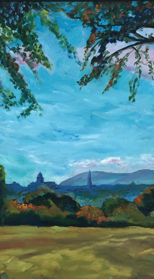 'Edinburgh Skyline from The Botanical Gardens, High Summer' by Stephen Howard Harrison