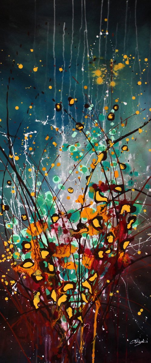 Folie Des Fleurs #4 - Extra large original abstract floral landscape by Cecilia Frigati