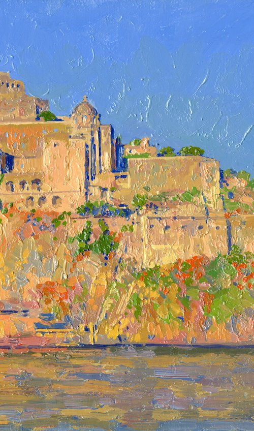Aragonese Castle at sunset by Simon Kozhin