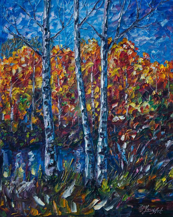 Aspen Country oil Painting with Palette Knife