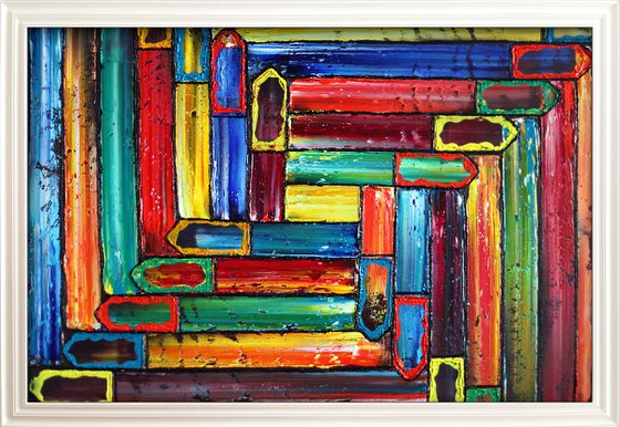 "No Direction" - Save As Series + FREE USA SHIPPING - Original PMS Abstract Diptych Oil Paintings On Recycled Wood - 80" x 28"