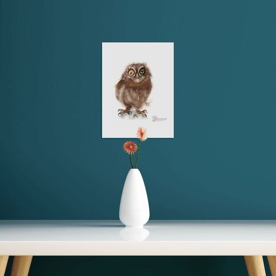 Whimsical baby Owl